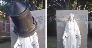 Statue of the Virgin Mary Desecrated for Second Time Outside Catholic Church in Dorchester